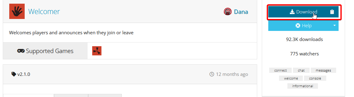 Download button on Oxide